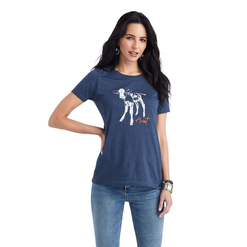 Ariat T-Shirts Damen - Star Calf Navy ( URSHF-3415 )